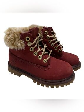 Timberland burgundy  topped boots Toddler girls sz 9